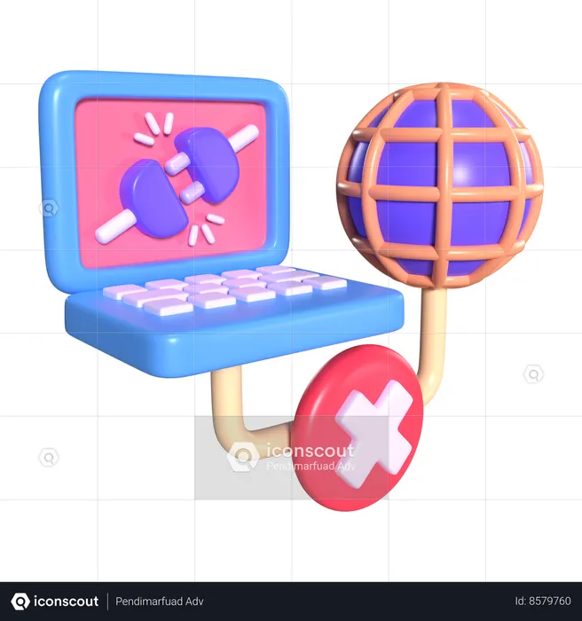 Internet Disconnected  3D Icon