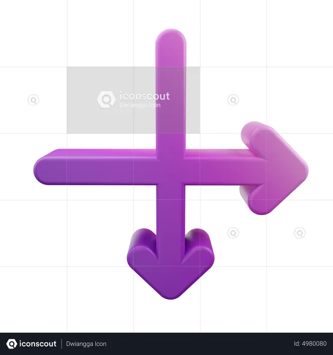 Intersectar la flecha hacia abajo hacia la derecha  3D Icon