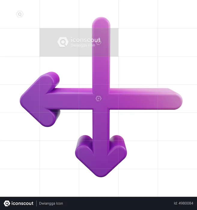 Intersect Left Down Arrow  3D Icon