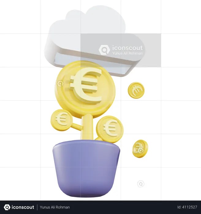 Inversión en euros en línea  3D Illustration