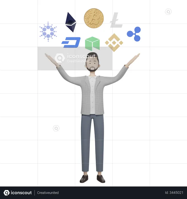 Inversor en criptomonedas  3D Illustration