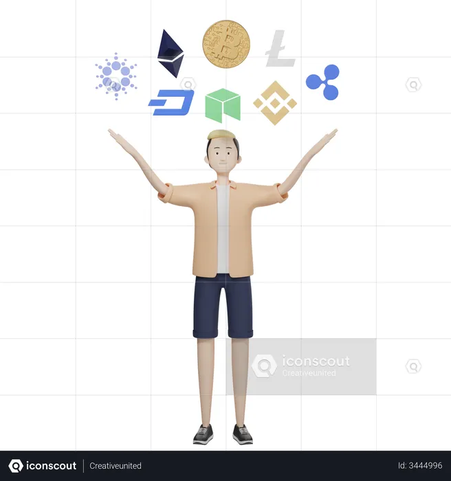 Inversor en criptomonedas  3D Illustration