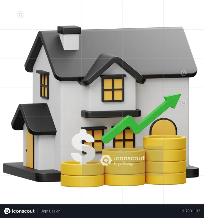 Investimento em crescimento imobiliário  3D Icon