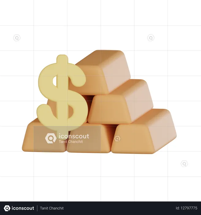 Investimento em ouro  3D Icon