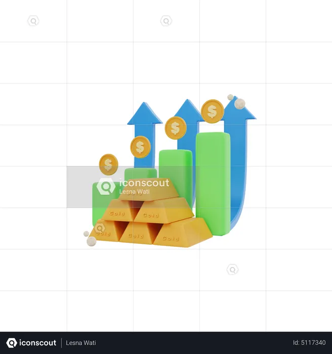 Investimento em ouro  3D Icon