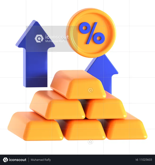 Lucro do investimento em ouro  3D Icon