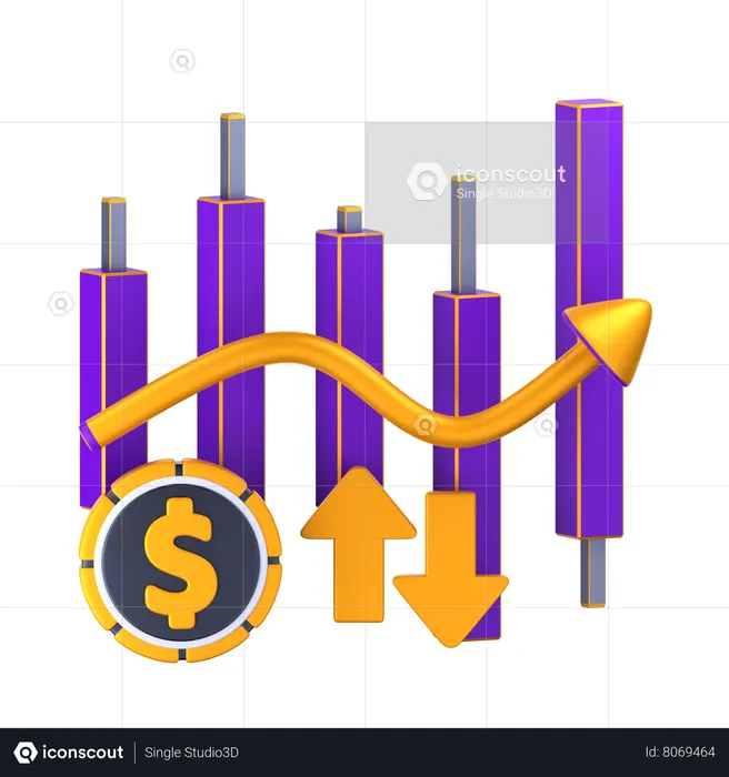 Investimento no mercado de ações  3D Icon