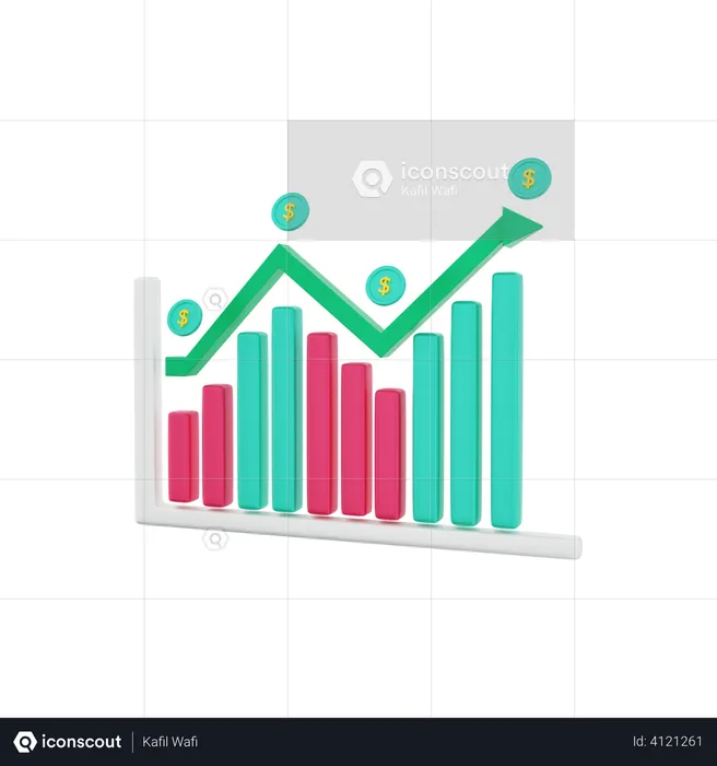 Investment graph growing  3D Illustration