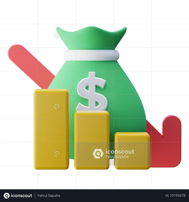 Investment Loss Because Bearish Market Trend  3D Icon