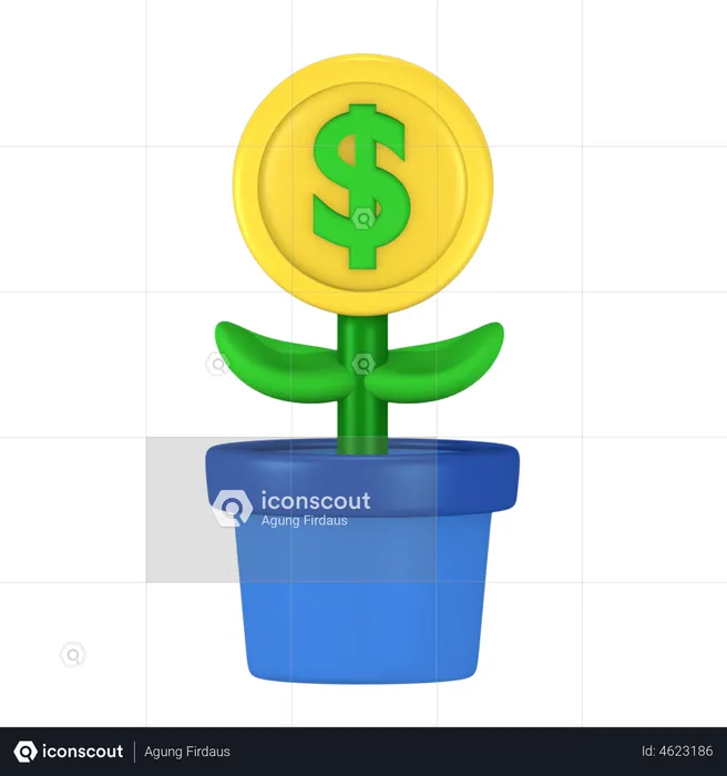 Investment money growth  3D Illustration