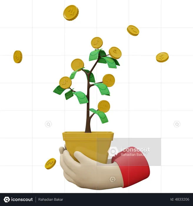 Investment Plant 3D Icon - Free Download Business 3D Icons