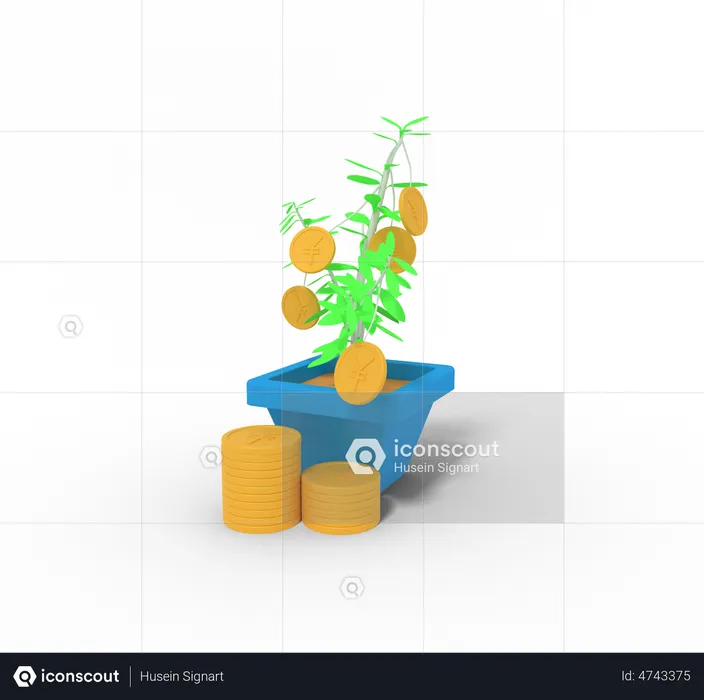 Investment Plant Yen  3D Icon