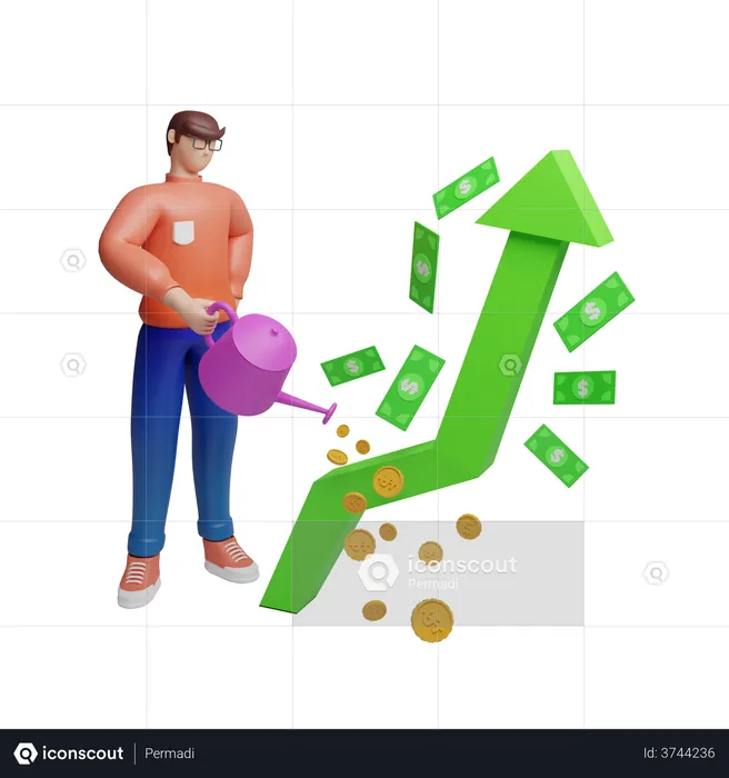 Investor growing investment money  3D Illustration