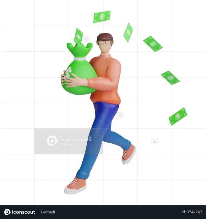 Investor running for investment  3D Illustration