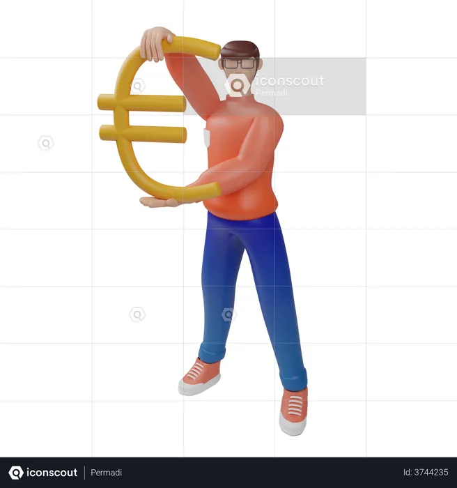 Investor with pound investment  3D Illustration