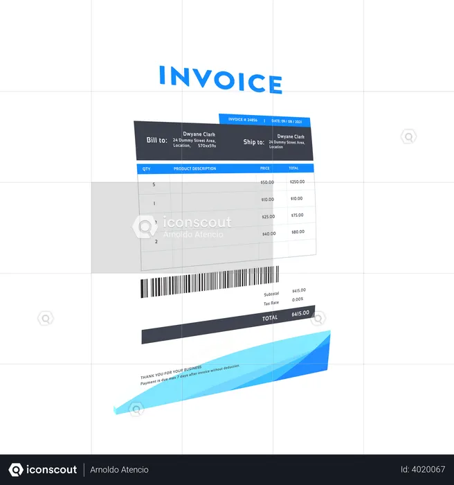 Invoice  3D Illustration