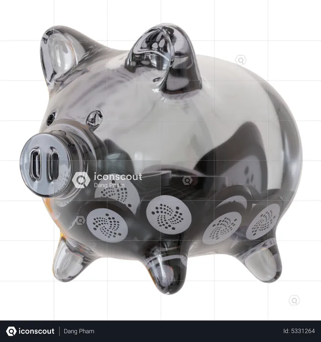 IOTA (MIOTA) Clear Glass Piggy Bank  3D Icon