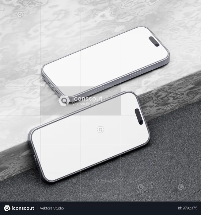 IPhone 15 Pro Max em mármore e Ston  3D Illustration