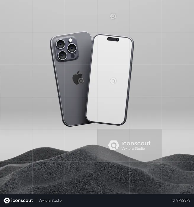 공중에 떠 있는 iPhone 15 Pro Max  3D Illustration