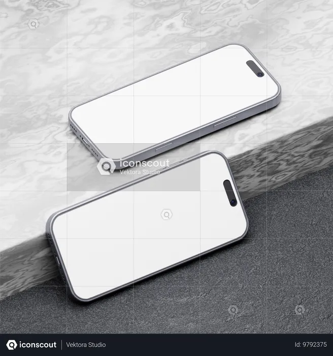 IPhone 15 Pro Max on Marble and Ston  3D Illustration