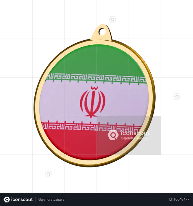 Medaillenabzeichen mit iranischer Flagge Flag 3D Icon