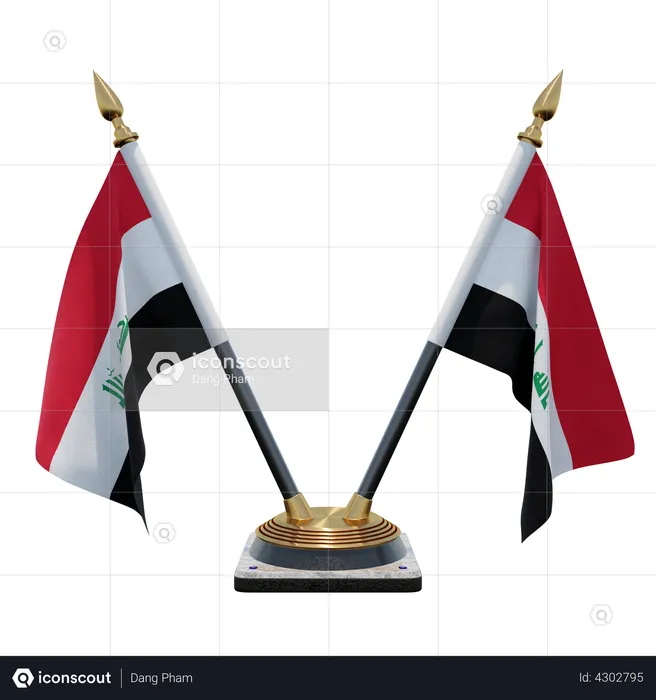Iraq Double Desk Flag Stand Flag 3D Flag