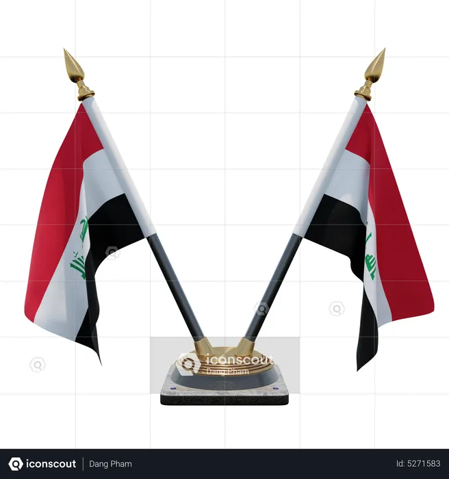 Iraq Double (V) Desk Flag Stand Flag 3D Icon