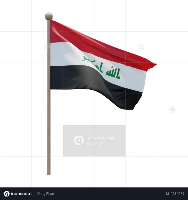 Iraq Flag Pole  3D Illustration
