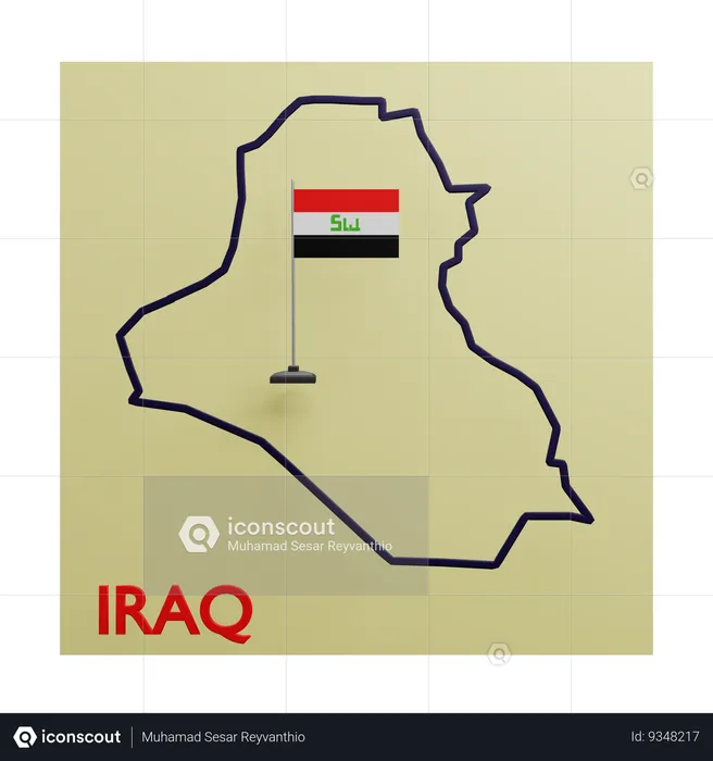 Iraq map Flag 3D Icon