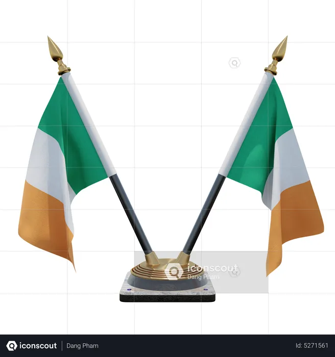 Ireland Double (V) Desk Flag Stand Flag 3D Icon