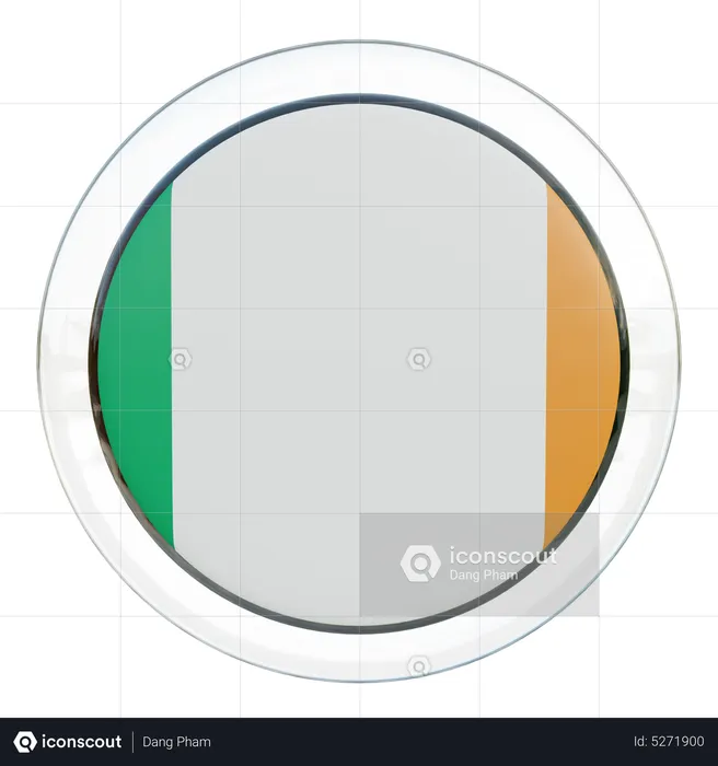 Ireland Round Flag Flag 3D Icon