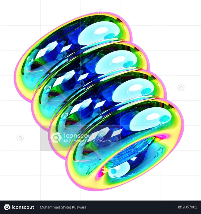 Iridescent Ball Abstract Shape  3D Icon