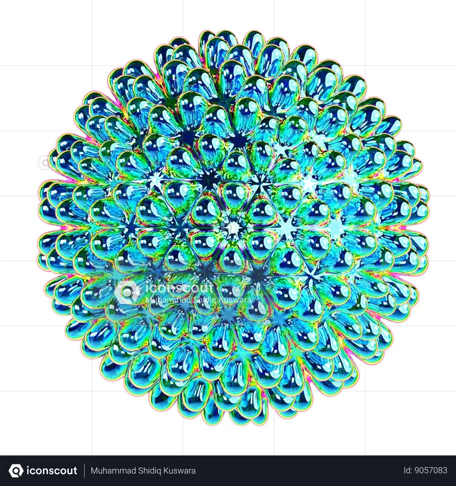 Iridescent Ball Abstract Shape  3D Icon