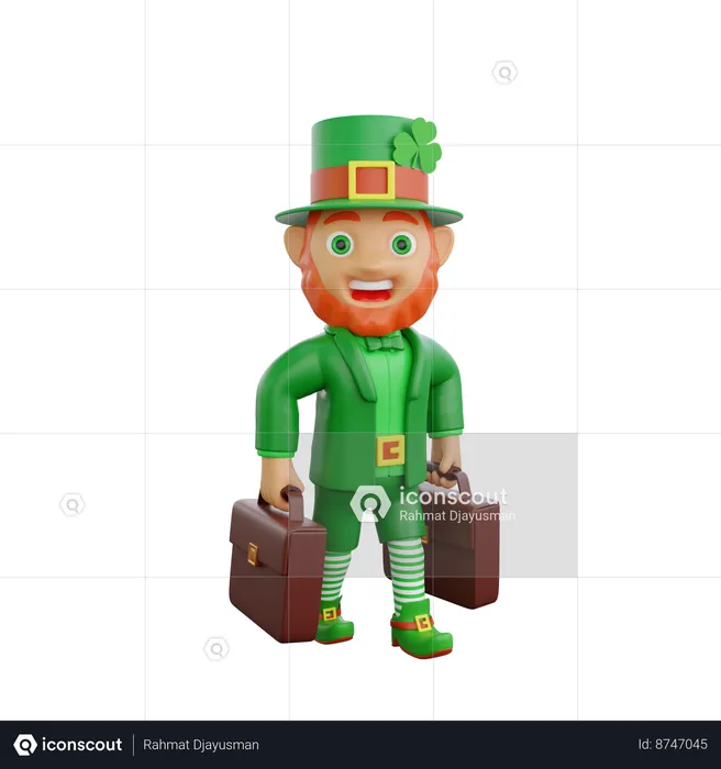 Irish Soldier Is Holding Bag  3D Illustration