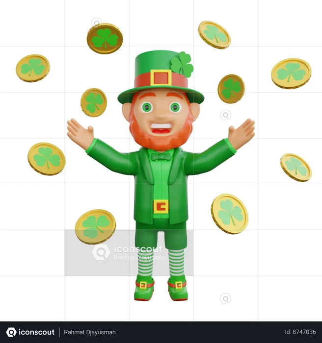Irish Soldier Is Throwing Gold Coins  3D Illustration