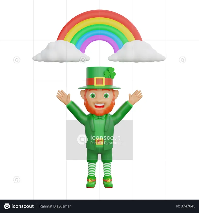 Irish Soldier Is Watching Rainbow  3D Illustration