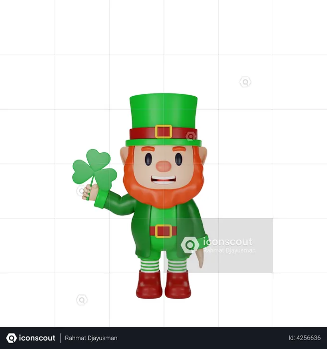 Irishman holding leaf  3D Illustration