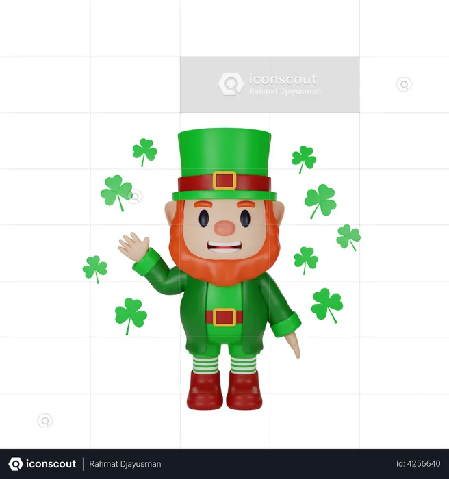 Irishman with leaves  3D Illustration