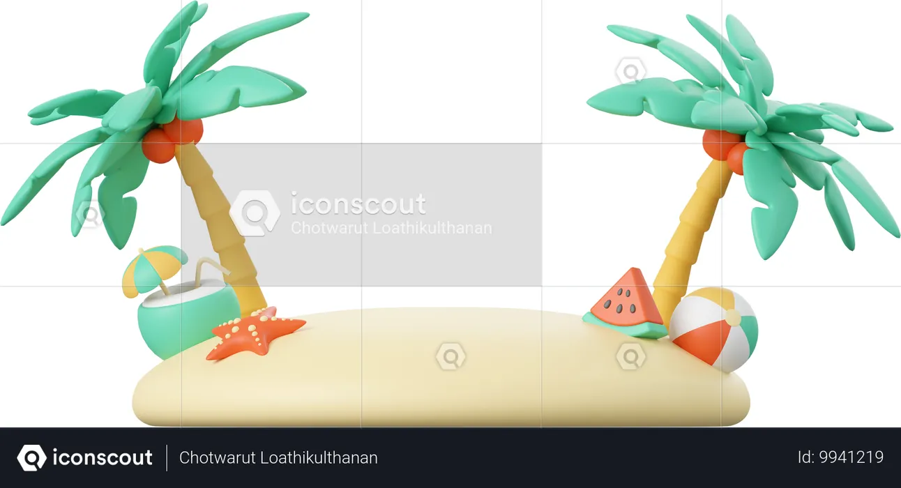 Palmera de la isla  3D Illustration