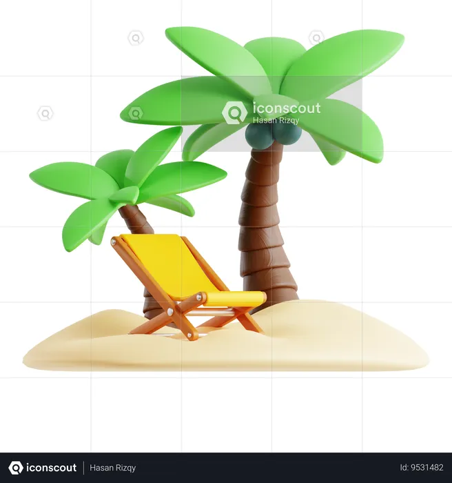 Isla de playa  3D Icon