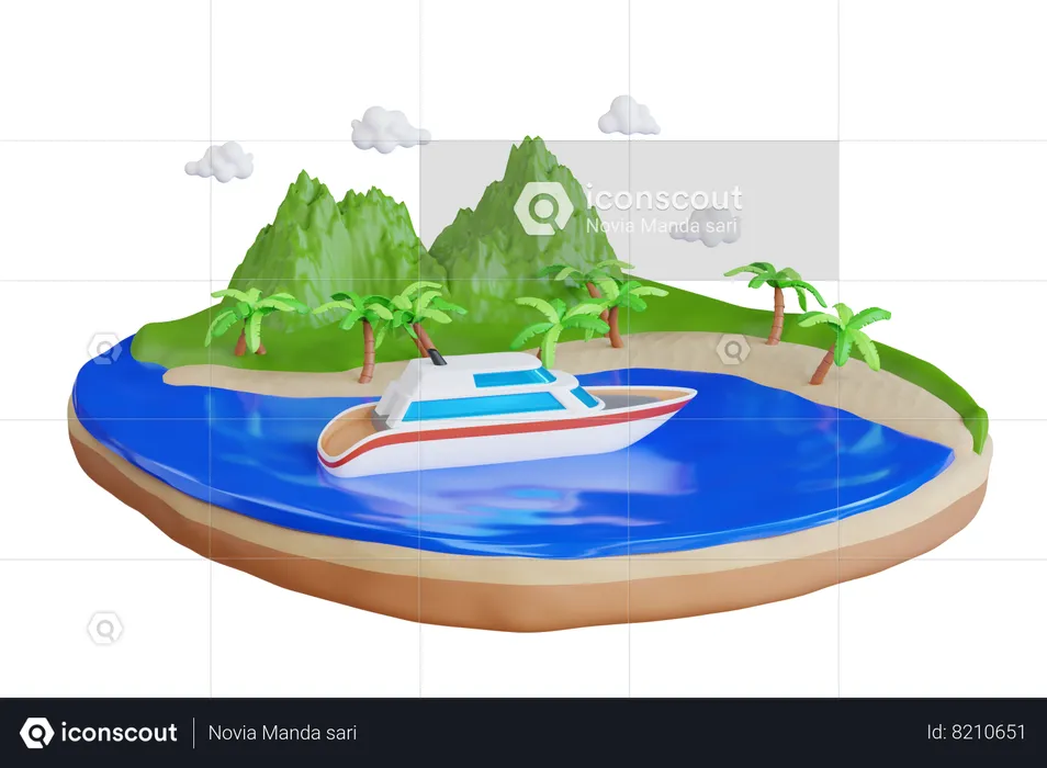 Isla tropical  3D Icon