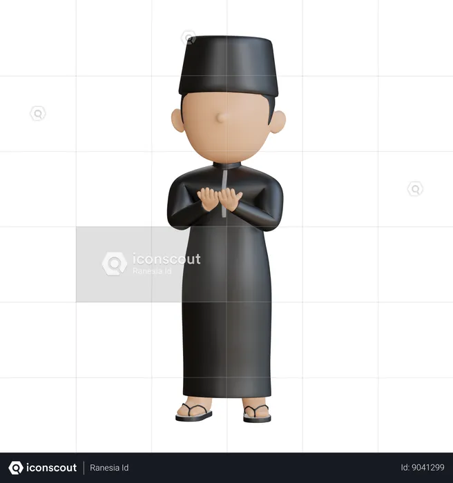 Islamic Boy Doing Prayer  3D Illustration