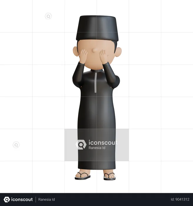 Islamic Boy Doing Islamic Prayer  3D Illustration