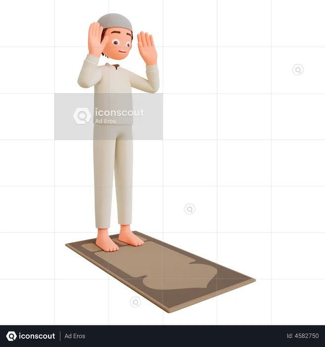Islamic boy praying  3D Illustration