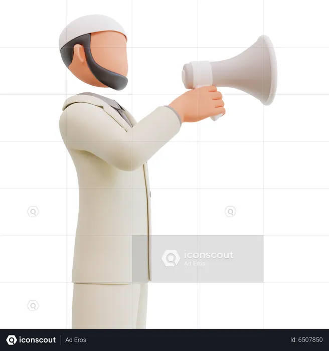 Islamic businessman with megaphone  3D Illustration