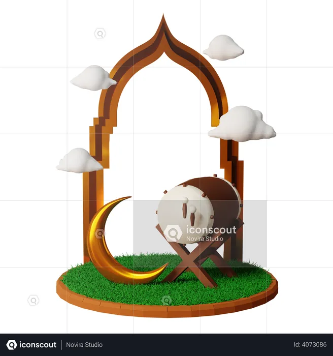 Islamic drum podium  3D Illustration