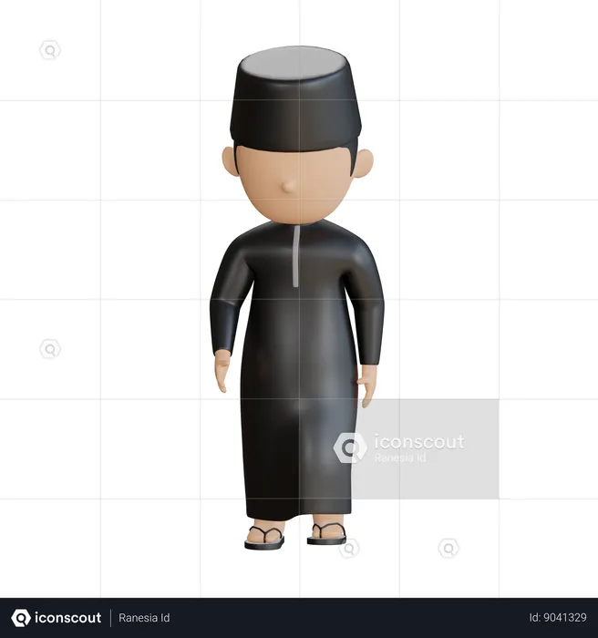 Islamic Male Walking  3D Illustration