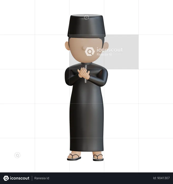 Islamic Man Doing Prayer  3D Illustration