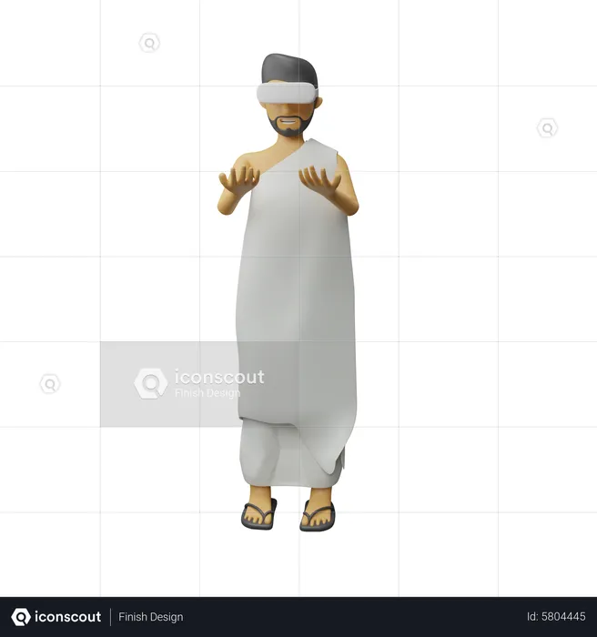 Islamic man enjoying virtual world  3D Illustration