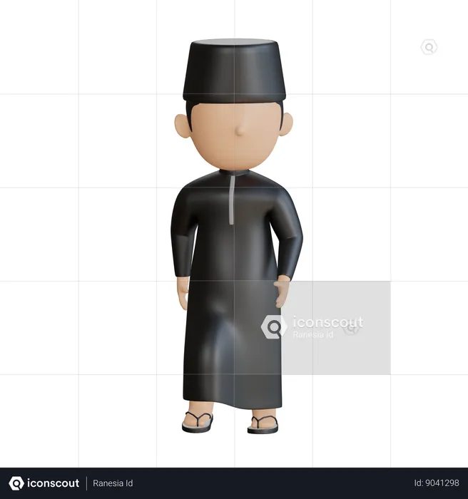 Islamic Man Giving Standing Pose  3D Illustration